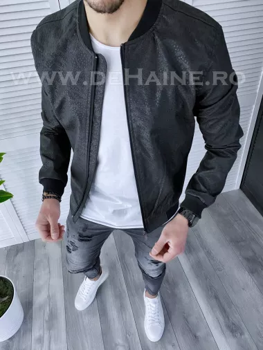 Geaca barbati neagra piele ecologica B3002 D0-4